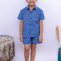 UNBIND Boys Printed Pure Cotton Shirt & Shorts Clothing Set-picture-14