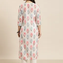 Royal Export Floral Printed Notch Neck Mirror Work Cotton Straight Kurta image 5