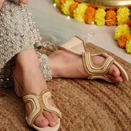 CAI Women Embellished PU Party Block Heel Sandals-picture-38