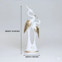 MISS PEACH White & Gold-toned Duck Figurine Showpiece image 2