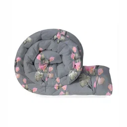 VAS COLLECTIONS Grey & Pink Floral Polycotton 4 Piece Double Extra Large Superfine Bedding Set image 4