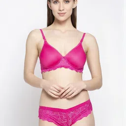 samvar Women Black,Pink,Maroon Cotton Blend Bra Panty Set for Lingerie Set Undergarments Pack of 3 image 2