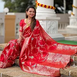 adeshethnicwear Self Design Banarasi Art Silk Saree image 3