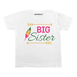 KNITROOT Half Sleeves Big Sister Printed Tee - White-image-9