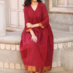 Aaghnya V-Neck Empire Anarkali Kurta With Palazzos-picture-19