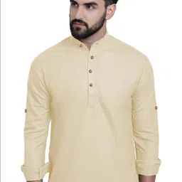 Yugnik Mandarin Collar Roll-Up Sleeves Straight Short Kurta-picture-33