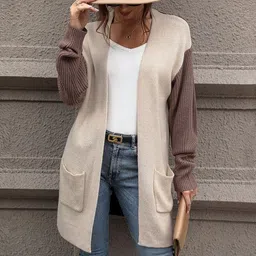 StyleCast Women Colourblocked Acrylic Longline Open Front Jacket image 2