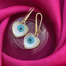 Digital Dress Room Evil-Eye Gold-Plated Heart Shaped Drop Earrings image 2