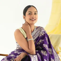 CaniBani Woven Design Zari Silk Blend Banarasi Saree image 3