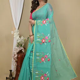 PuJoy Ethnic Motifs Handloom Taant Saree image 4