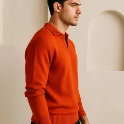 The Roadster Lifestyle Co Acrylic Shirt Collar Long Sleeve Pullover image 4