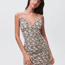MANGO Abstract Print Ruffle Detail Mini Dress-picture-10