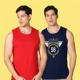 WOOSTRO Men Pack Of 2 Typography Printed Innerwear Vests image 3