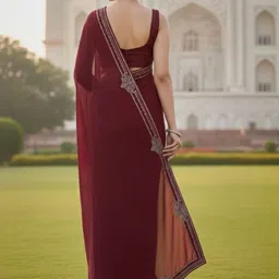 Moda Rapido Ethnic Motifs Embroidered Poly Georgette Heavy Work Saree image 4