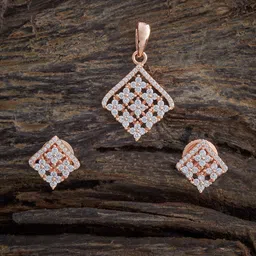 Kushal's Fashion Jewellery White Rose Gold-Plated Party Zircon Pendant Set image 1