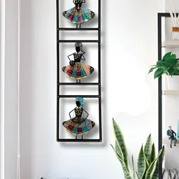 ANSHIKA INTERNATIONAL Black & Blue Printed Rajasthani Musician Metal Wall Decor-picture-41