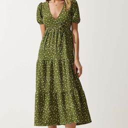 Happiness istanbul Floral Print Puff Sleeve A-Line Midi Dress-picture-16