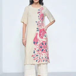 RANGMANCH BY PANTALOONS Women Printed Flared Sleeves Sequinned Kurta image 4