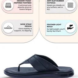 Trekiva Men Black Rubber Flexible Slippers image 3