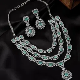 TRINK Rhodium-Plated American Diamond Studded Jewellery Set-picture-13