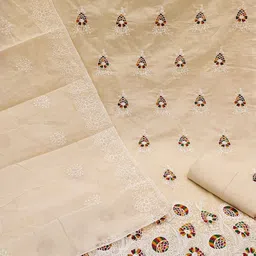 Leeza Store Striking Jacquard Dress Material with Embroidery & Soft Cotton Dupatta image 3