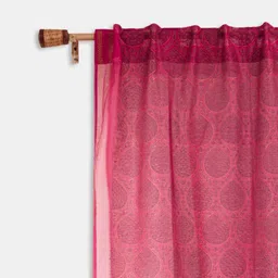 Fabindia Naisha Pink Ethnic Motifs Printed Sheer Door Curtain-picture-41