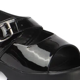 sneakers villa Women Block Heels Sandals with Buckles image 3