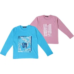 NeuVin Kids Pack Of 2 Typography Printed Round Neck T-shirts-image-76