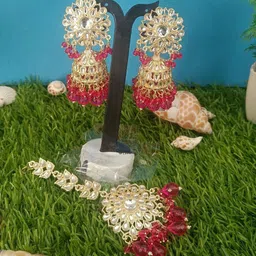 Anouk Rhodium-Plated Kundan Studded & Beaded Jewellery Set image 3