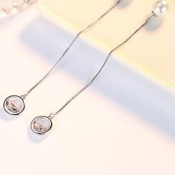 MYKI Silver-Plated Stainless Steel Contemporary Drop Earrings-picture-1