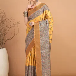KALINI Ethnic Motifs Printed Tussar Saree image 4
