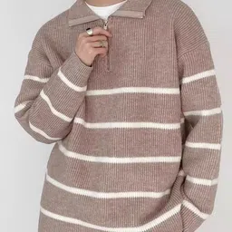 StyleCast Men Striped Long Sleeves High Neck Pullover image 1