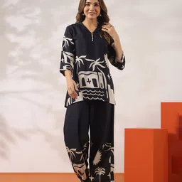 JISORA Women's Black Russian Silk Co-Ord Set-picture-33