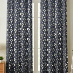 GEET CREATIONS Navy Blue & Gold 2 Pieces Abstract Printed Room Darkening Door Curtains image 4