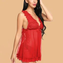 ZERJAMA V-Neck Ruffles Baby Doll image 2
