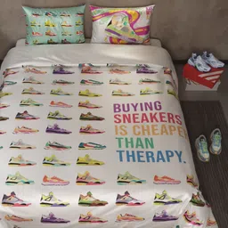 QuirkLoom White & Green Set of 3 AC Room 150 GSM Double Bed Comforter With 2 Pillow Covers image 5