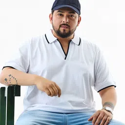 Snitch Plus Size Polo Collar Drop-Shoulder Sleeves Pure Cotton T-Shirt-picture-43