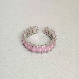 LOLO LePA Women Silver-Plated Pink Baguette Ring image 2