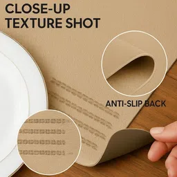 YELONA 6Pcs Beige & Brown Striped Waterproof Heat-Resistant Anti-Slip Table Placemats image 5