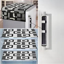 E-Retailer 5Pcs Black & White Printed Refrigerator Covers-picture-14