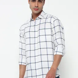 BUSCOTT Windowpane Checked Long Sleeves Cotton Shirt-picture-18