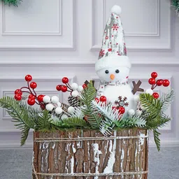 Little Surprise Box LLP Red & Green Snowman & Big Rectangular Wooden Log Christmas Table-picture-13