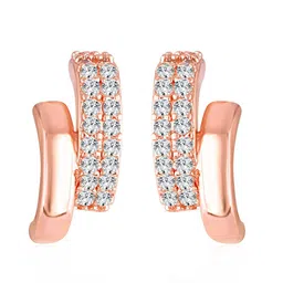 Vighnaharta Gold-Plated CZ Studded Contemporary Shaped Studs image 3