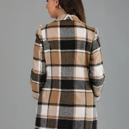 honnete 100 % Polyester Checkered Coat For Women image 2