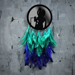 giftdecor Lord Krishna Design Dream Catcher For Car Hanging | Decor Feather Windchime image 3