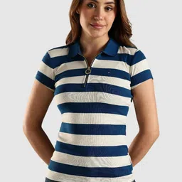 Tommy Hilfiger Striped Polo Collar Slim Fit Cotton T-shirt-picture-28