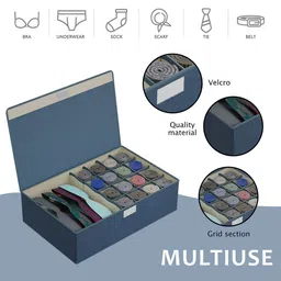 Kuber Industries Navy Blue Regular Drawer Foldable Socks Organisers image 2