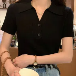 HERE&NOW Women Shirt Collar Short SleevesRegular Top-picture-17