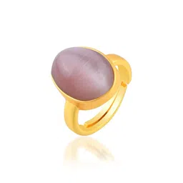 DZINETRENDZ Brass Quartz Lehsuniya Gold-Plated Finger ring image 2