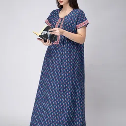 Nihsamah Women Printed Button Up Maxi Nightdress image 3